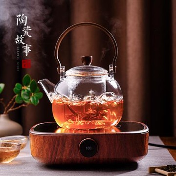 陶瓷故事蒸煮茶壺加厚耐高溫玻璃燒水壺家用泡茶壺電陶爐煮茶套裝