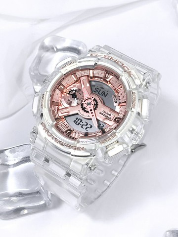 卡西歐手表女GSHOCK限量獨角獸玫瑰金透明冰韌石英女表GMA-S110SR【北歐居家生活】