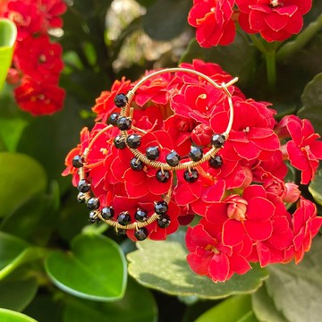 //隔壁有小姐// 14KGP 尖晶石_O形耳圈_滿天星空/耀黑 菱角切面圓