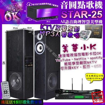 音圓STAR-25 卡拉OK+美華K8 美華小K智慧喇叭+JCT J-9953/音響設備