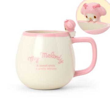 asdfkitty*美樂蒂 立體造型把手陶瓷馬克杯-400ML-杯緣子-日本正版商品