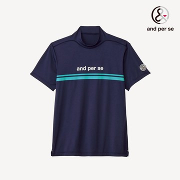 【and per se】男款深藍色多向伸縮吸汗速乾優雅立領衫 DGV29535