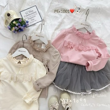 🌈✨mix1001韓版優雅藤蔓緹花造型上衣 ✨兒童花邊領蕾絲造型上衣 5-17