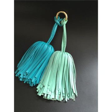 ins時尚手工新品創意純皮黑色長流蘇包包掛件女包配飾鑰匙扣掛飾