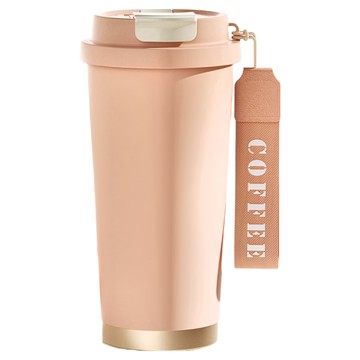 316不鏽鋼 撞色吸管保溫杯 環保隨行咖啡杯 530ml  凝脂粉  1瓶