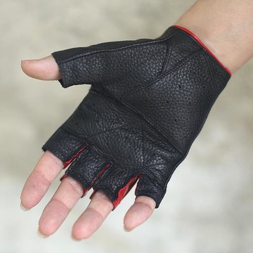 復古真皮半指手套戶外耐磨機車摩托運動健身攝影鹿皮黑色四季手套