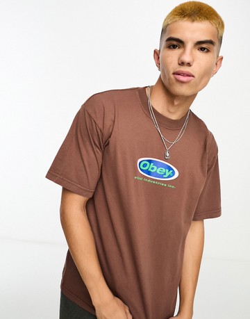 Obey inc t-shirt in brown