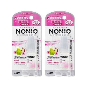 (2盒超值組)日本LION獅王-NONIO便攜隨時滋潤口腔清新終結口氣淨涼噴劑5ml/盒-清梨薄荷(粉)(淨化異味口香噴霧,瞬效清爽淨澈氣息遠離口臭)