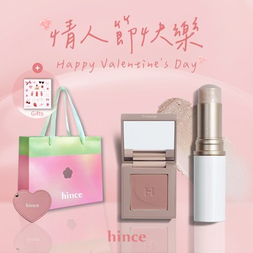 快速出貨【hince】情人節快樂❣️煥然如新單色眼影+臻綵綻放透亮高光棒+愛心隨身鏡+hince限定貼紙+獨家貝殼小卡(Love You)+Dewy Ball提袋(情人節禮物推薦/女生禮物)
