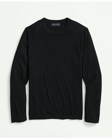 Brooks Brothers Men's Lightweight Luxe All-Season Sweater, Crewneck | Black | Size XL