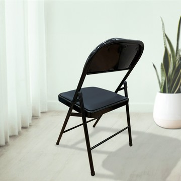 免安裝多功能可收納折疊椅 Set 4 金屬+PVC仿皮+海綿材質  黑色  1組