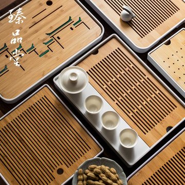 儲水茶盤家用小號竹制茶海托盤日式簡約瀝水茶臺大密胺盤功夫茶具