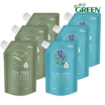綠的GREEN 水感抗菌沐浴露-補充包1000MLX3(鼠尾草/茶樹)