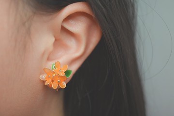 金木犀 水晶花手作耳夾