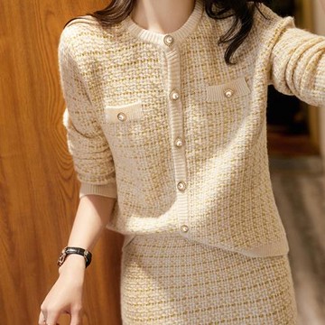 輕奢名媛小香風針織半身裙兩件套