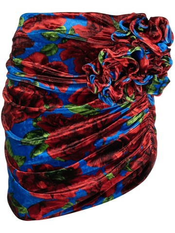 Magda Butrym - floral-print gathered mini skirt - women - Nylon/Viscose/Elastane/Silk - 38 - Blue