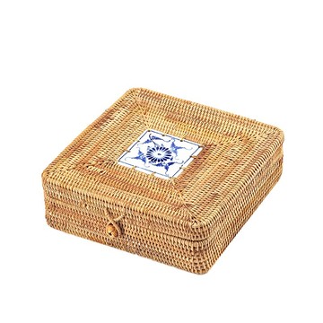 昱器 七子餅茶葉罐兩餅裝秋藤編織收納筐送禮包裝普洱茶盒存茶桶