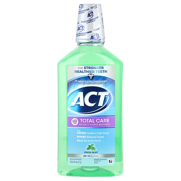 ACT, 多面護理防齲齒氟化物漱口水，無乙醇，新鮮薄荷味，33.8 液量盎司（1 毫升）