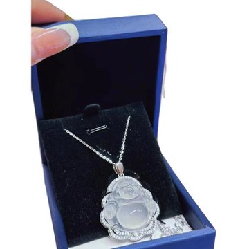 S925純銀小紅書冰種玉髓佛公吊墜項鏈女彌勒佛笑佛頸鏈大肚坐佛毛