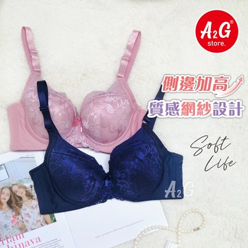 【A2G】隔日到貨【C罩杯】台灣現貨 高脅邊 調整型內衣 質感網紗設計 U型美背 包覆集中 成套內衣褲 薄杯 2028