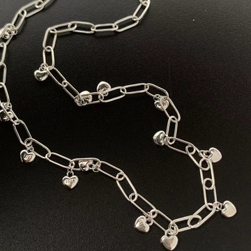 小寶s925純銀獨特回形針愛心毛衣鏈項鏈女小眾設計感高級輕奢配飾