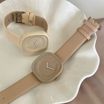 ⌚免運⌚小衆藝術生穿搭手錶ins極簡風山茶花方形初高中女學生氣質學院風指針手錶 女錶 學生 靜音 防水手錶 考試手錶 石