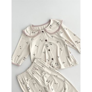 兒童睡衣套裝春秋新款娃娃領寶寶家居服中小童上衣褲子莫代爾純棉