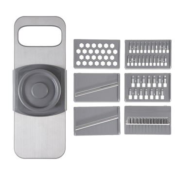 Vilivin 不鏽鋼多功能刨絲器 6件套  28.2 x 10.2cm  1組  銀色 + 灰色