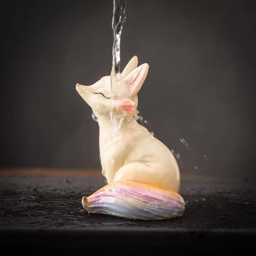 茶寵擺件 茶寵虎年招財變色茶玩茶盤茶台茶具配件可愛狐貍情侶表白禮品擺件【HZ68314】