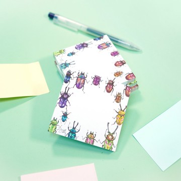 【彩虹鍬形蟲】水彩插畫 便條紙 不黏便簽 Memo紙 文具 甲蟲 自然