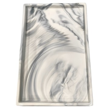 西格傢飾 北歐大理石紋陶瓷萬用盤  灰色  長方形(30 x 20cm)  1個