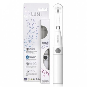 【淘氣寶寶*單筆滿1200加贈瑪莉莎 神奇遊戲書水畫冊】日本 LUMI 360成人電動牙刷-白色(10層刷毛全球獨家升級版)【圓角刷毛 保護牙齒健康】