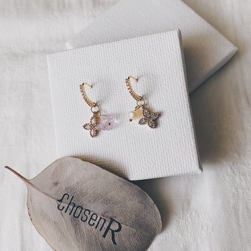 微客製-鋯石北極星小花垂墜耳環