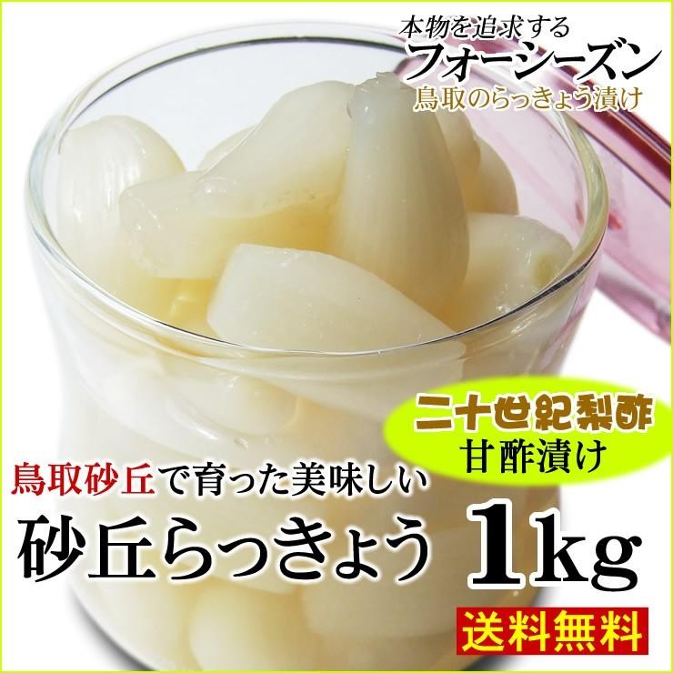 送料無料 砂丘らっきょう 二十世紀梨酢漬け 1ｋｇ らっきょう漬け同士は同梱可能 鳥取県福部町産ラッキョウ 常温