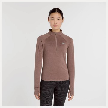 【NEW BALANCE】NB 長袖上衣 運動 休閒 美規 女 咖棕 WT43200EAT