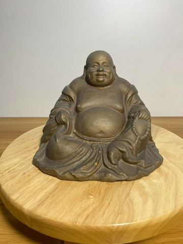 清代純手工泥塑造像，鎏金彌勒佛，哈哈佛，開臉圓潤飽滿，笑口常