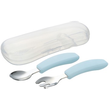 日本 Richell 利其爾 - 不鏽鋼匙叉組-附盒子-藍