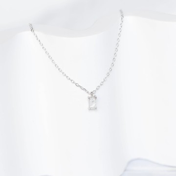 白水晶925純銀長方寶石項鍊