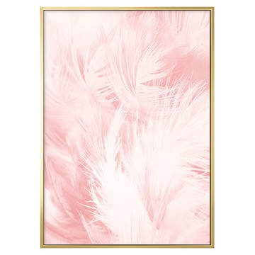 繽紛的粉紅自由畫作 PS環保樹脂框 油畫布 松木內框  70 x 50cm  金色