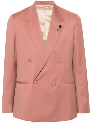 Lardini - double-breasted wool blazer - men - Viscose/Cupro/Wool - 48 - Pink