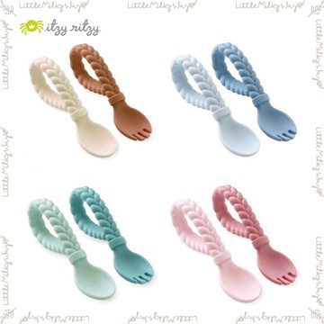 【LMW親子選品】現貨🌿美國Itzy Ritzy - 編織造型矽膠湯匙(兩入組)🌿食品級矽膠 一體成型 不含塑化劑