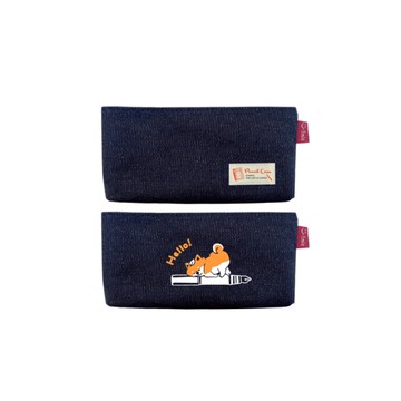 扁型牛仔筆袋-標籤/柴犬