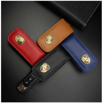 保時捷 汽車鑰匙套適用於macan 卡宴 panamera 911 改裝保護皮套鑰匙包 鑰匙扣