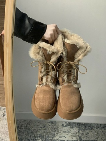 ITIM復古皮毛一體保暖雪地靴女2024冬季新款厚底加絨加厚防滑棉鞋