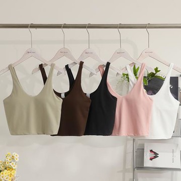 純欲風~luV領修身顯瘦可拆卸胸墊文胸運動健身外穿透氣女瑜伽背心