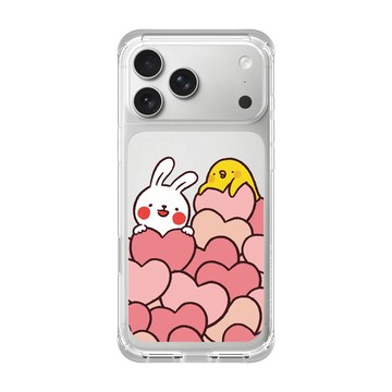 iPhone 17 Pro Max ClearX 晶透白 - 懶散兔與啾先生 Lazy Rabbit and Mr.Chu - Hearts
