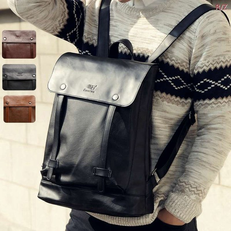 メンズ安い上質軽量レトロ 紳士用 バックパック革 レザーディパックリュックサック学院 Pu革学生 通学防水 ビジネスバックpu革旅行 通販 Lineポイント最大0 5 Get Lineショッピング