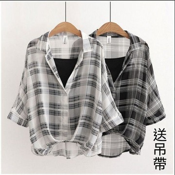 【台灣现貨】蝙蝠袖襯衫 雪紡襯衫上衣 女生上衣 蝙蝠袖上衣 法式襯衫 不規則套頭襯衣兩件套夏天上衣 寬鬆上衣 女生襯衫