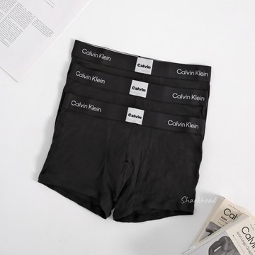 【Sharkhead】現貨 Calvin Klein 內褲 方標 四角褲 平口褲 CK 粗帶 基本款 全黑 白標 單件