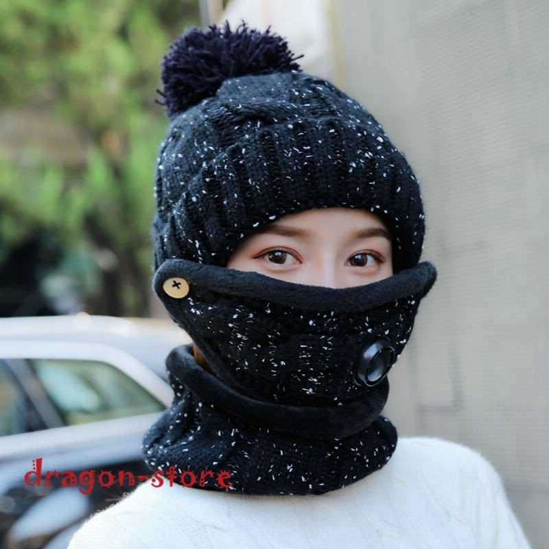 男女兼用 ニット帽 ネックウォーマー セット 裏起毛 防寒 小顔効果　グレー - 9